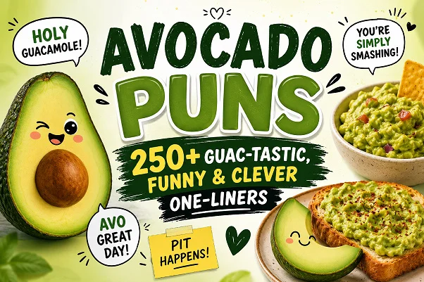 Avocado Puns 250+ Guac-Tastic, Funny & Clever One-Liners